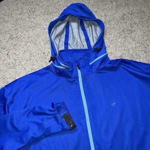 Masters Tech AUGUSTA Jacket -L Blue Hooded Golf Windbreaker Full Zip PERFORMANCE